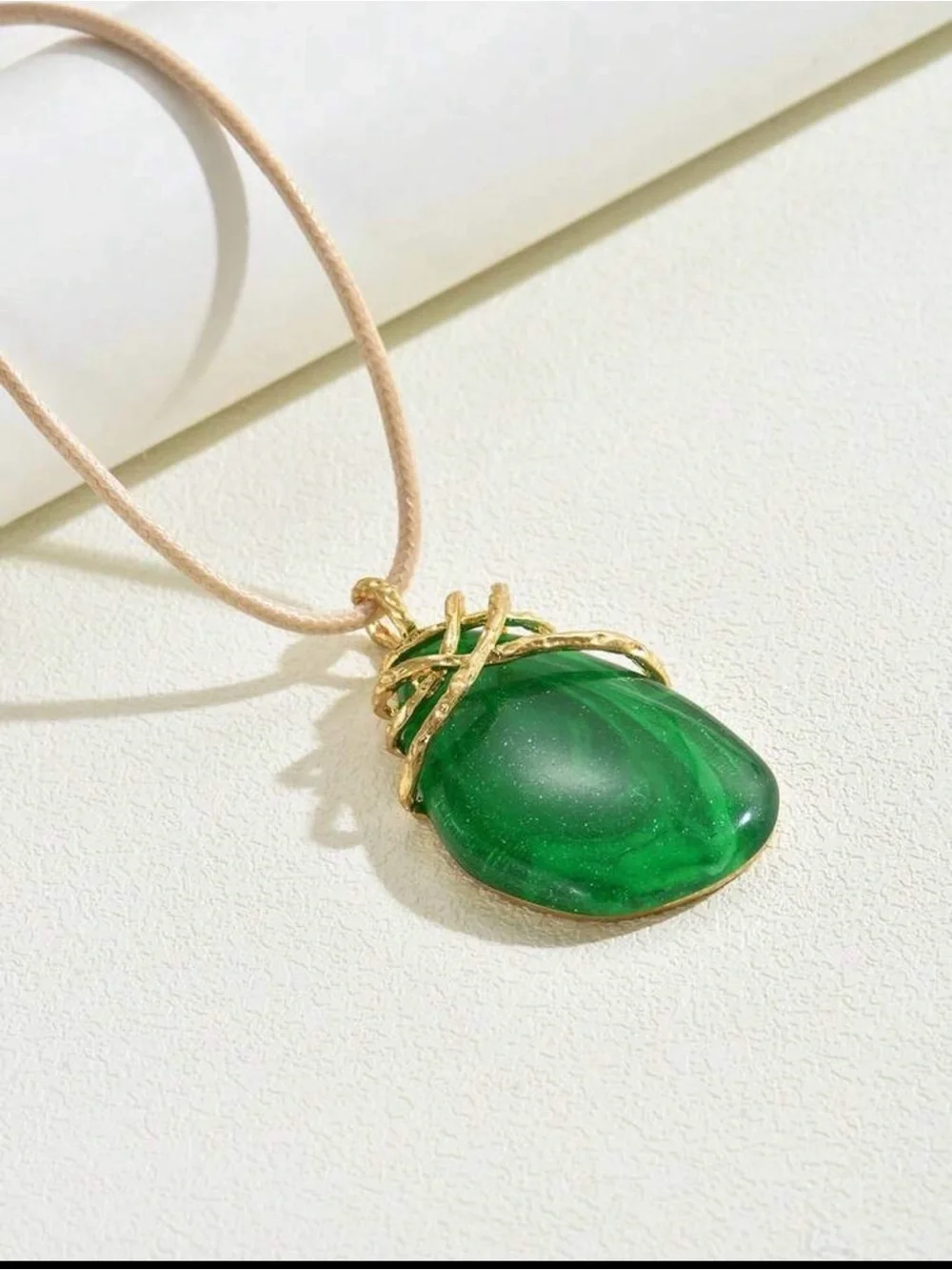 💚 Emerald Green Statement Pendant Necklace